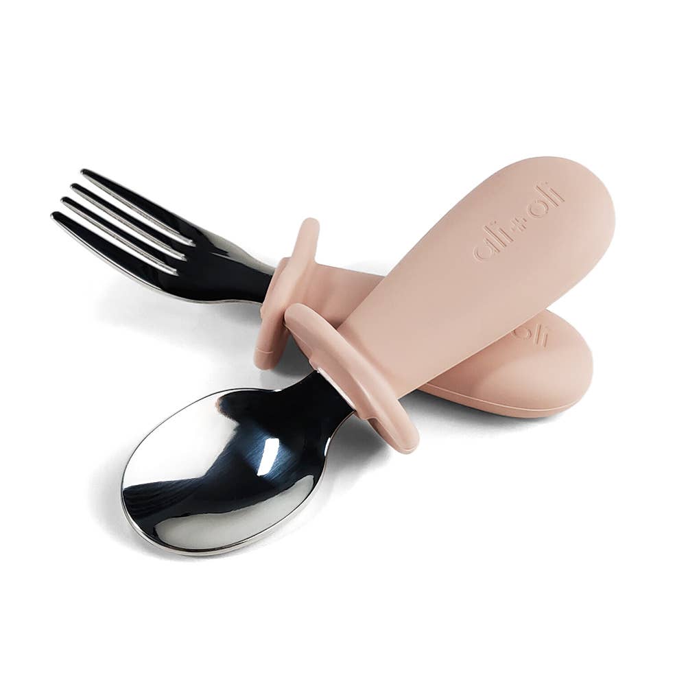 Ali+Oli - Ali+Oli Spoon & Fork Learning Set for Toddlers (Pink) 6m+