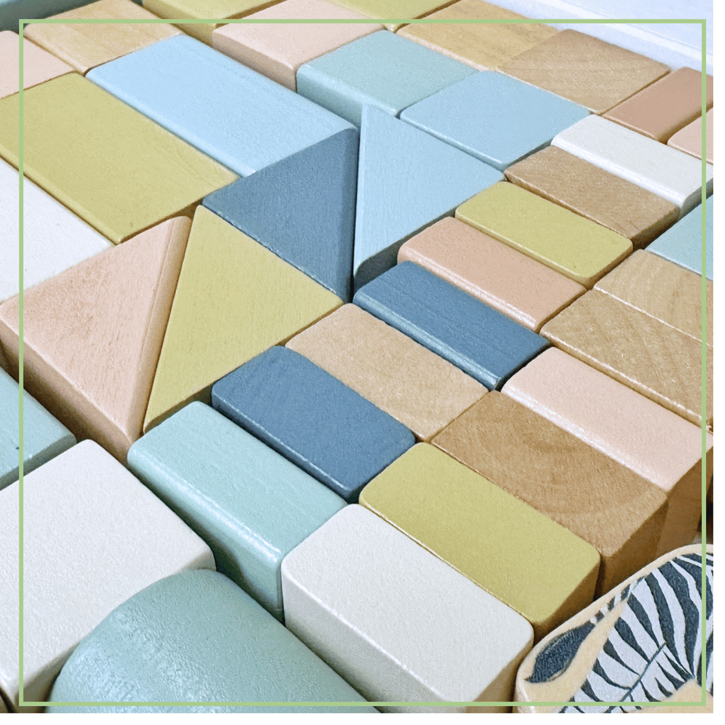 Wooden Safari Building Blocks - Set 70pc Natural Wood 2+