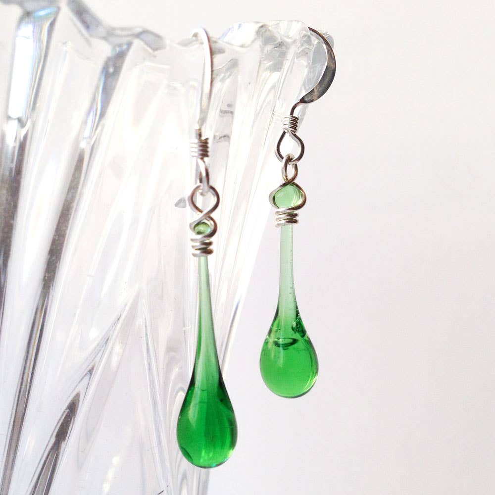 Sundrop Jewelry - Solaris Glass Teardrop Earrings - Recycled Glass Colors
