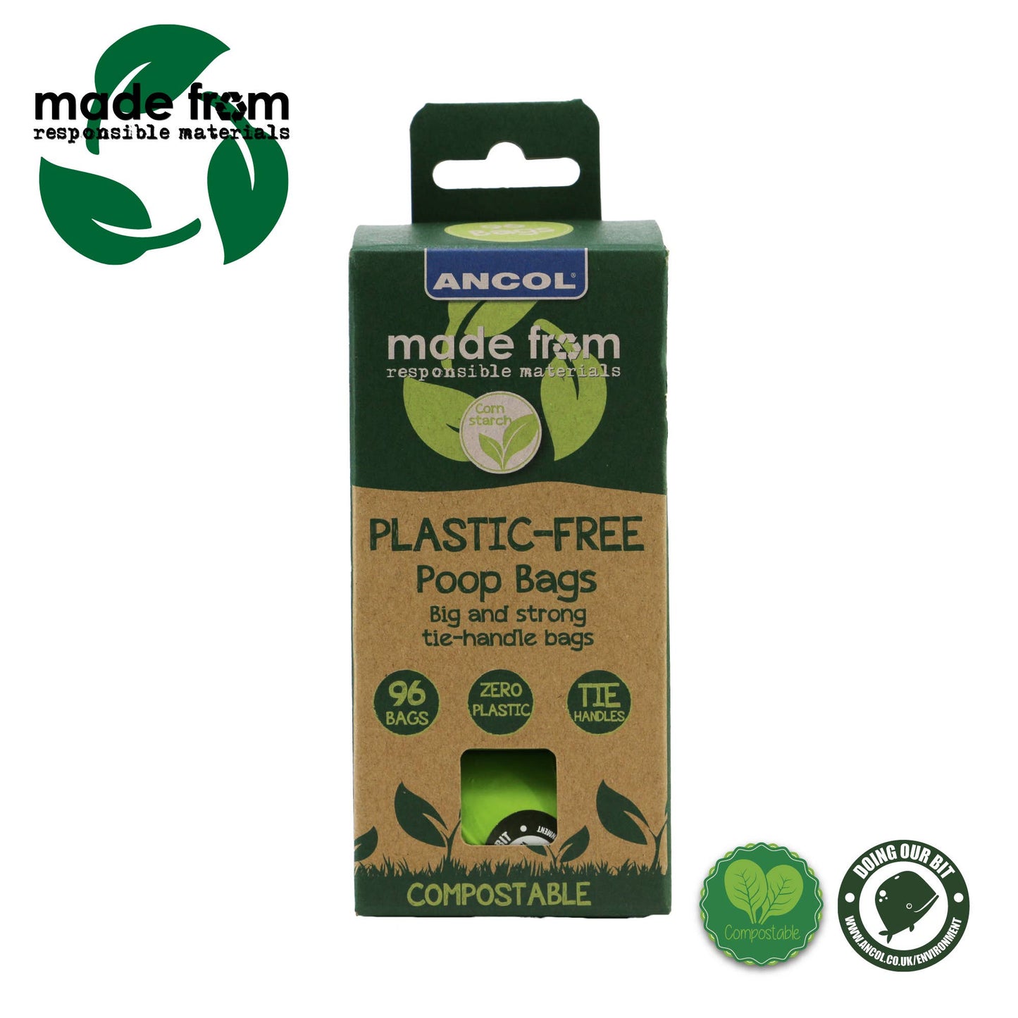 Made  Plastic Free Poo Bags 4 x refill
