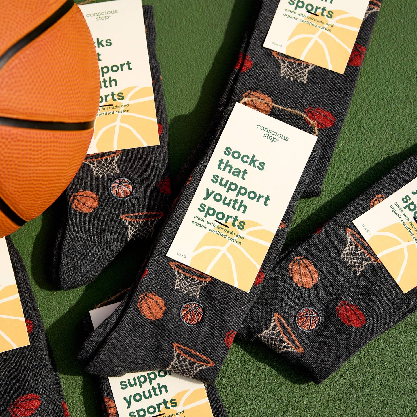 Conscious Step - Socks that Support Youth Sports | Gray Basketballs