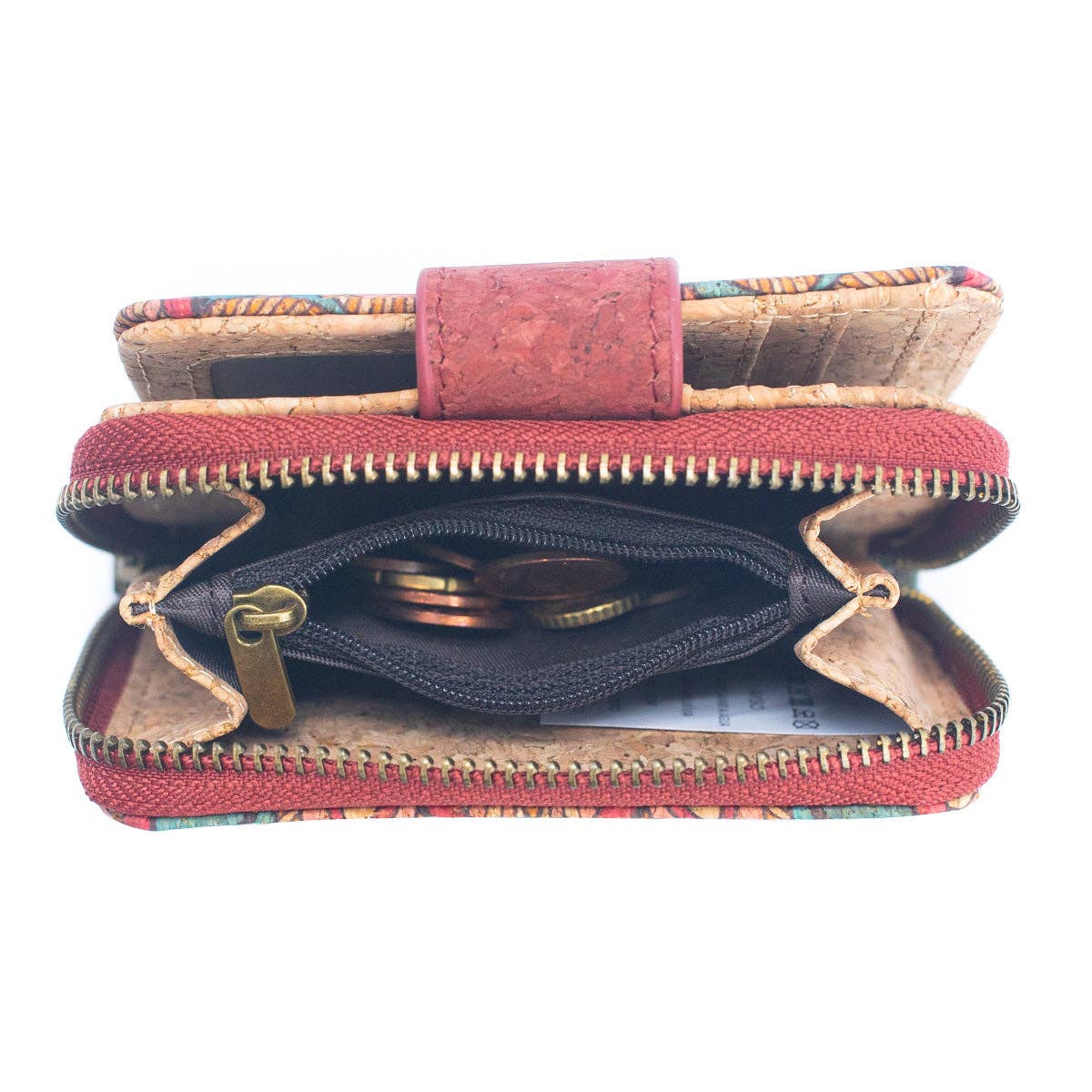Meninas Bonitas Cork - Natural Cork Printed Women's Short Card Wallet BAG-2238