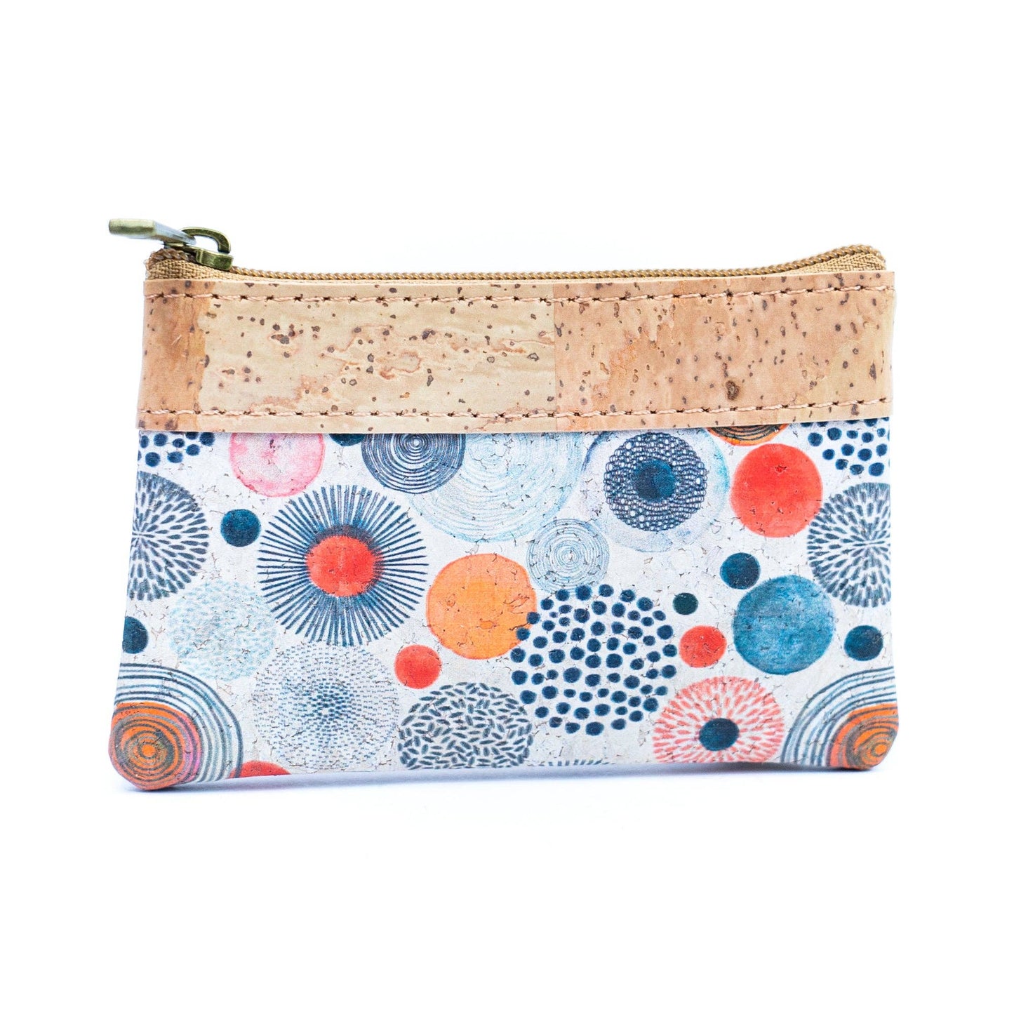 Printed Cork Mini Wallet with Dual Zippers BAG-2316