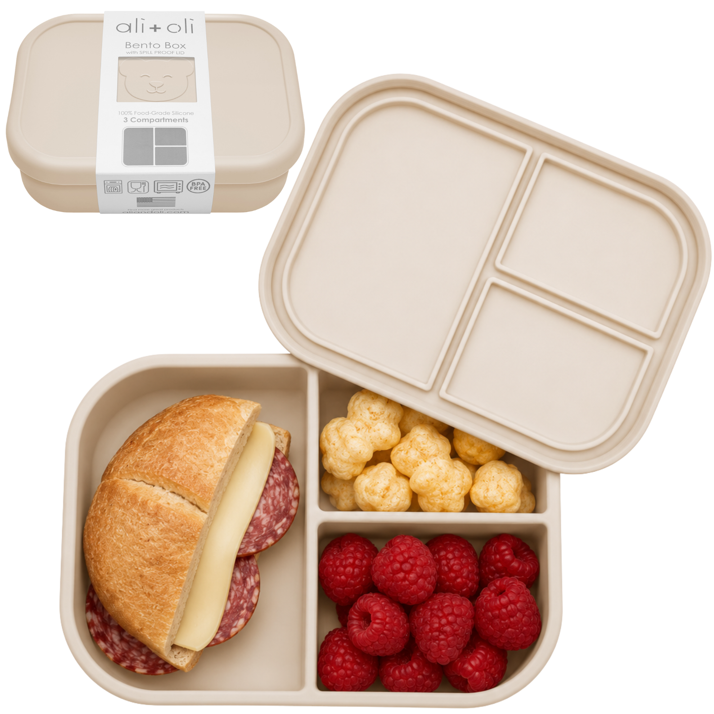 Ali+Oli - Ali+Oli Leakproof Silicone Bento Box (Coco) Back to School