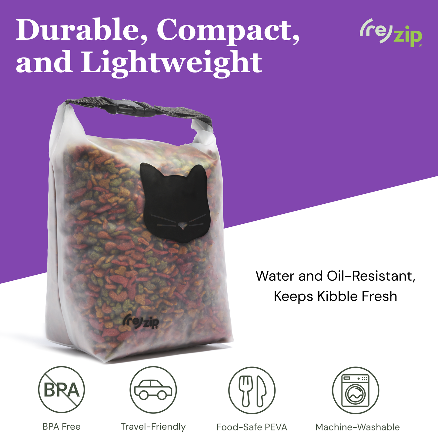 Reusable Roll Top Cat Food Storage Bag - Medium