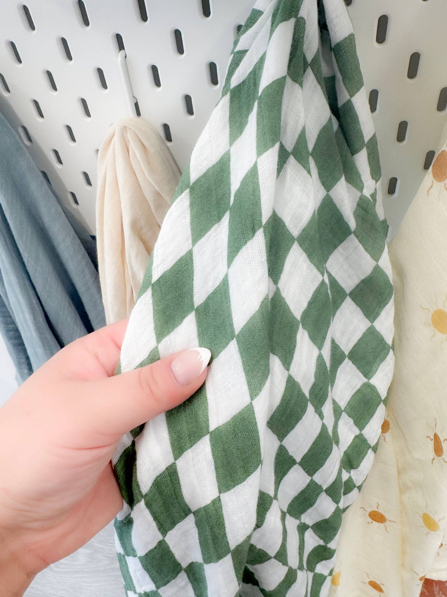 Muslin Swaddle Blanket - Sage Checker