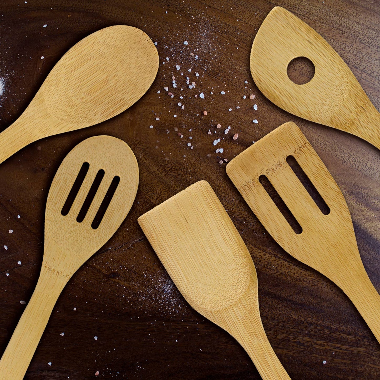 Totally Bamboo - 5-Piece Bamboo Cooking Utensil Set, Dishwasher Safe