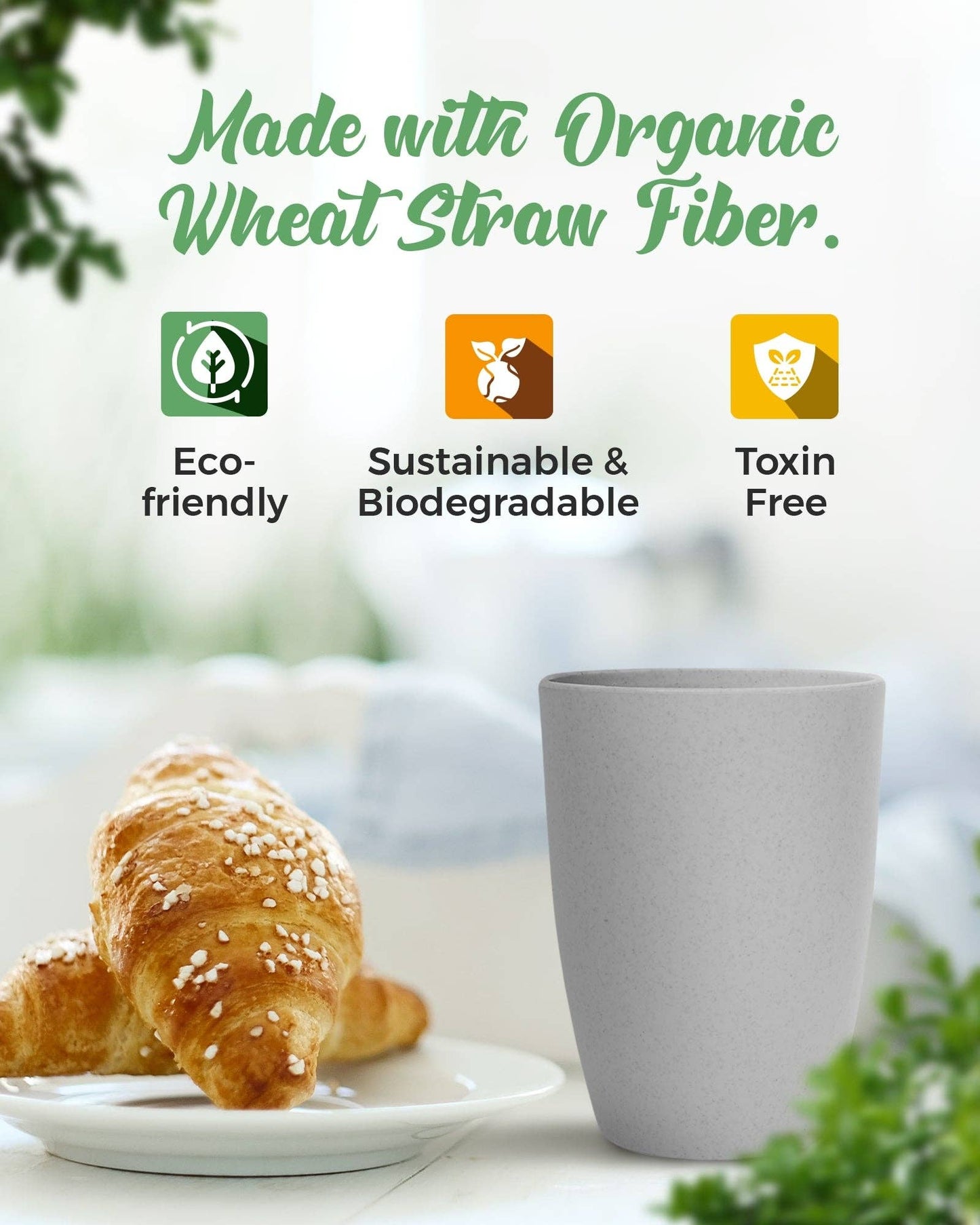 Greendish - Eco-Friendly Wheat Straw Drinking Cups Sets Lightweight