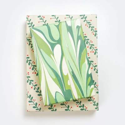 Wrappily Eco Gift Wrap Co. - Marbled/Mistletoe • Double-sided Eco Wrapping Paper •Holiday