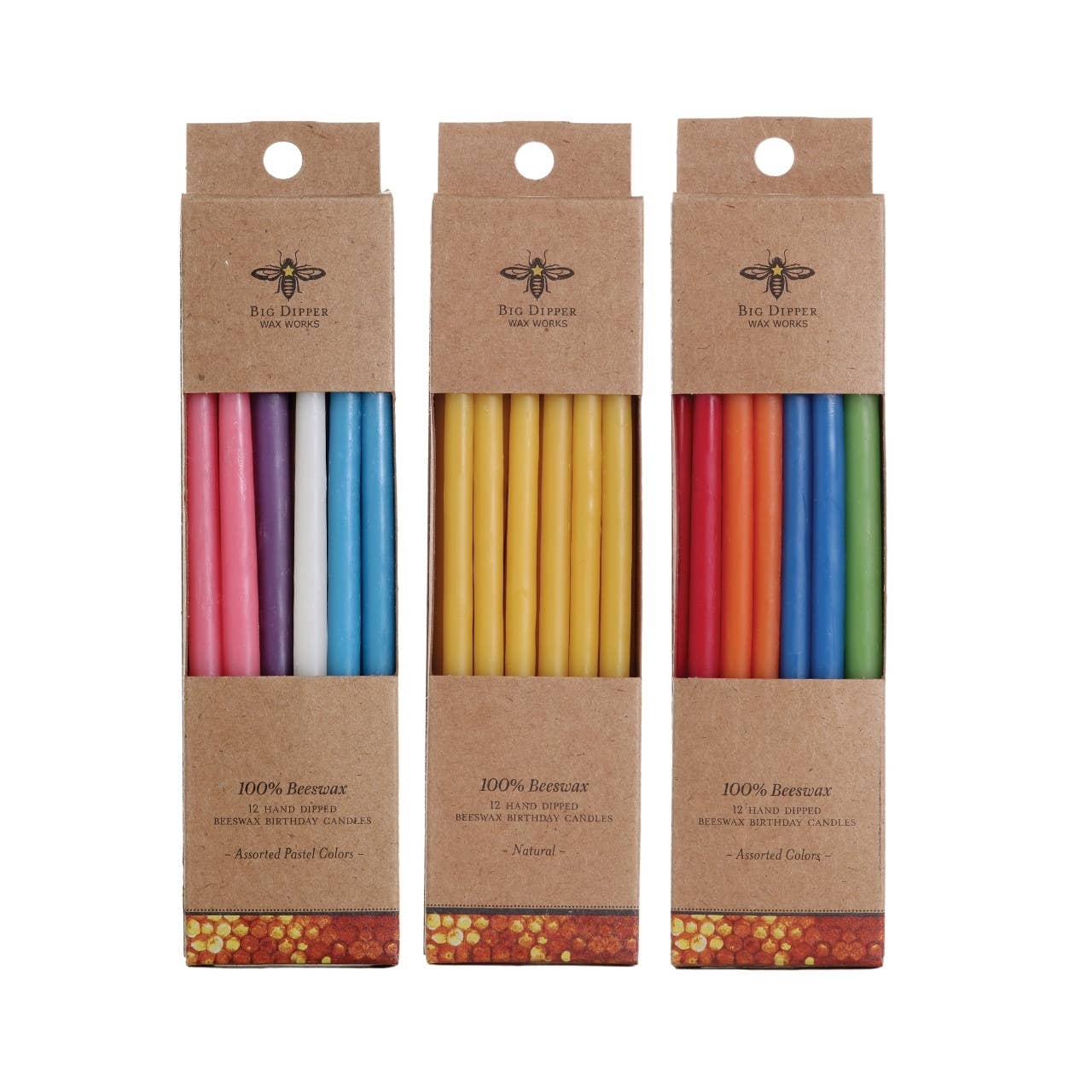 Birthday Candles  100% Pure Beeswax  6 Hand-Dipped