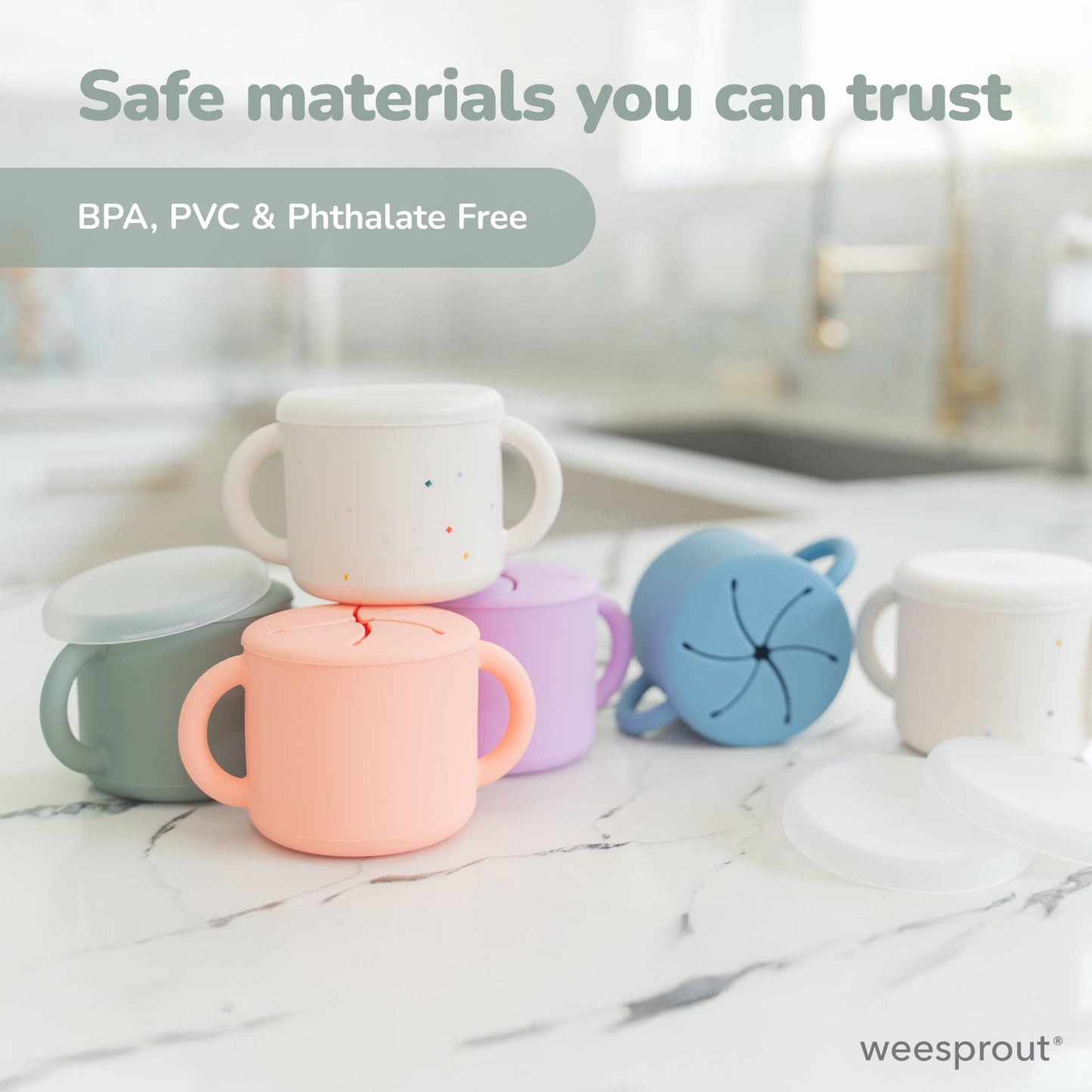 WeeSprout - Silicone Spill-Proof Snack Cup for Babies & Toddlers