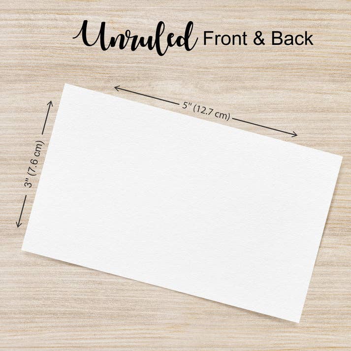 Blank Index Cards Unruled, White
