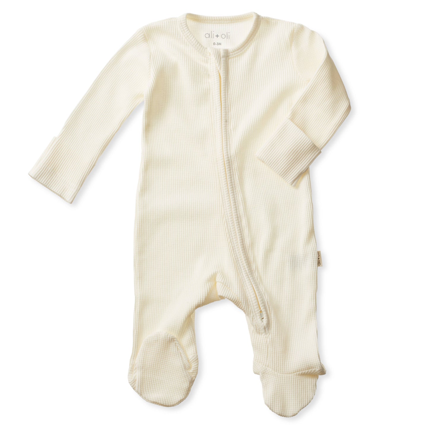 Ali+Oli - Baby Footie 2-Way Zipper – Organic Cotton Waffle Knit