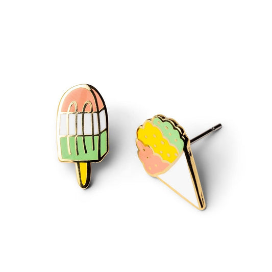 Sno Cone and Popsicle Earrings - Gold Summer Statement Studs