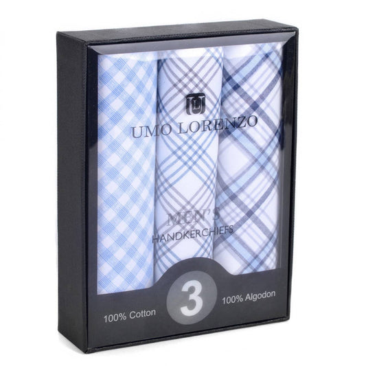 Men's Boxed Fancy Cotton Handkerchiefs 3pcs Set