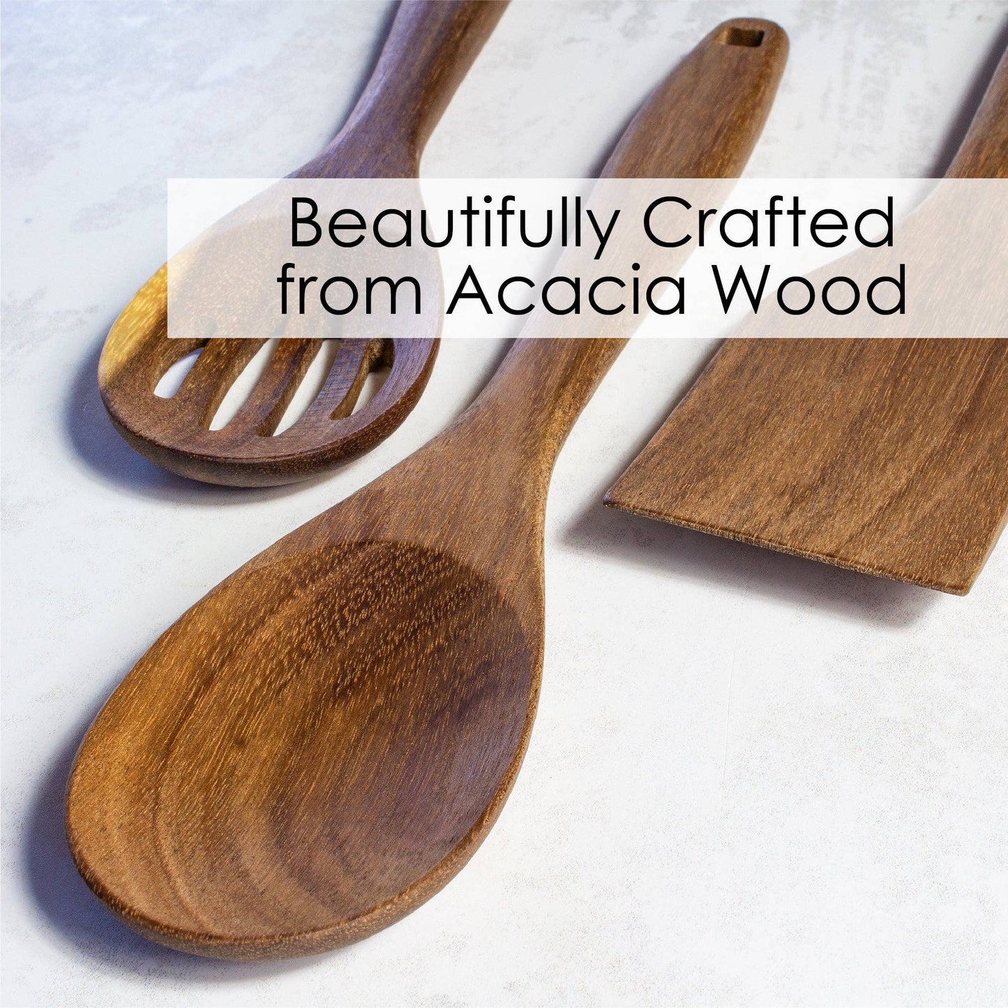 Totally Bamboo - TB Home® 3-Piece Acacia Wood Cooking Utensil Set
