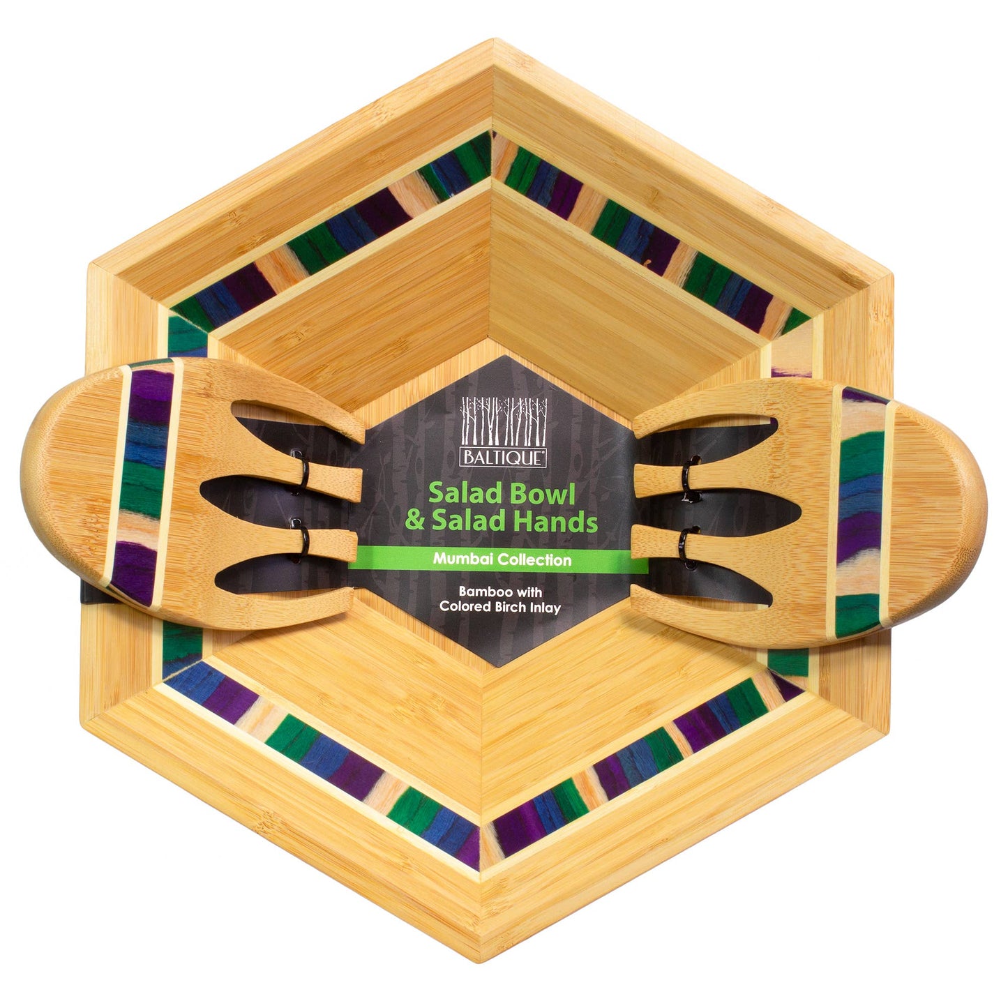Totally Bamboo - Baltique® Mumbai Collection 14" Salad Bowl with Salad Hands