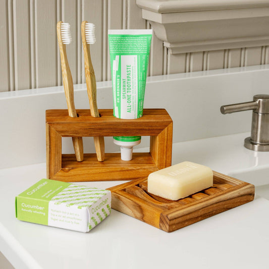 Ten Thousand Villages - Sonrisa Teak Toothbrush Holder