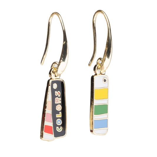 Color Swatch Book Gold Drop Earrings | Artist Gift