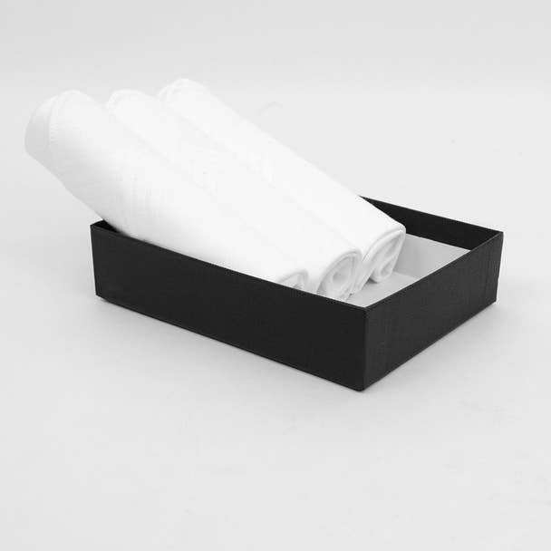 Boxed Men's Cotton Plain Handkerchiefs 3pcs Set