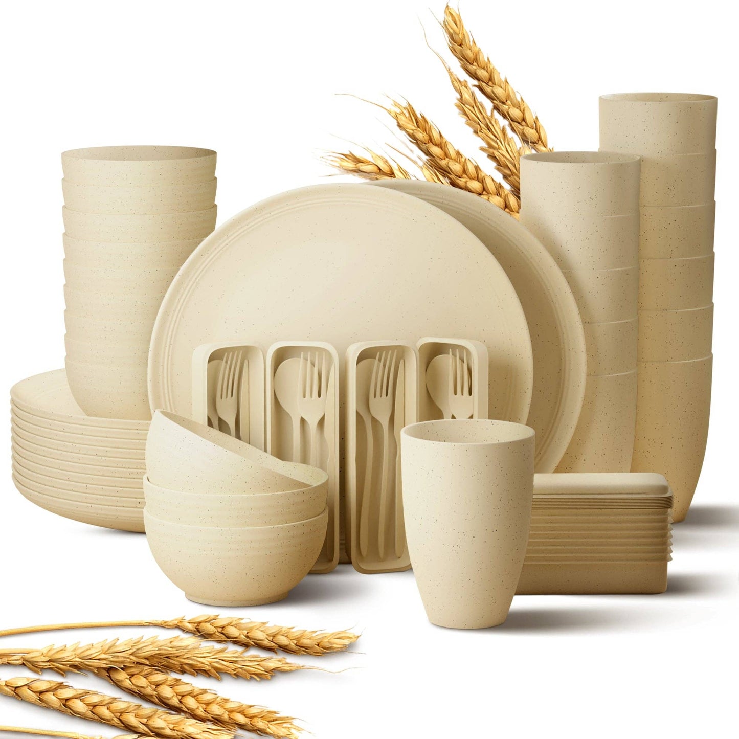 Greendish - Eco-Friendly Wheat Straw Dinnerware Combo Sets Reusable Kit