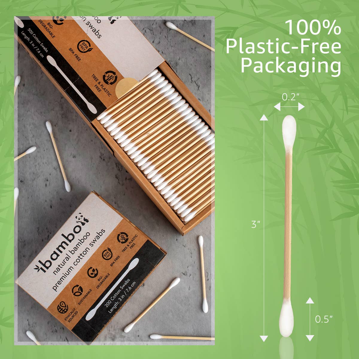 Ibambo - Ibambo Bamboo Cotton Swabs - 200 Pack