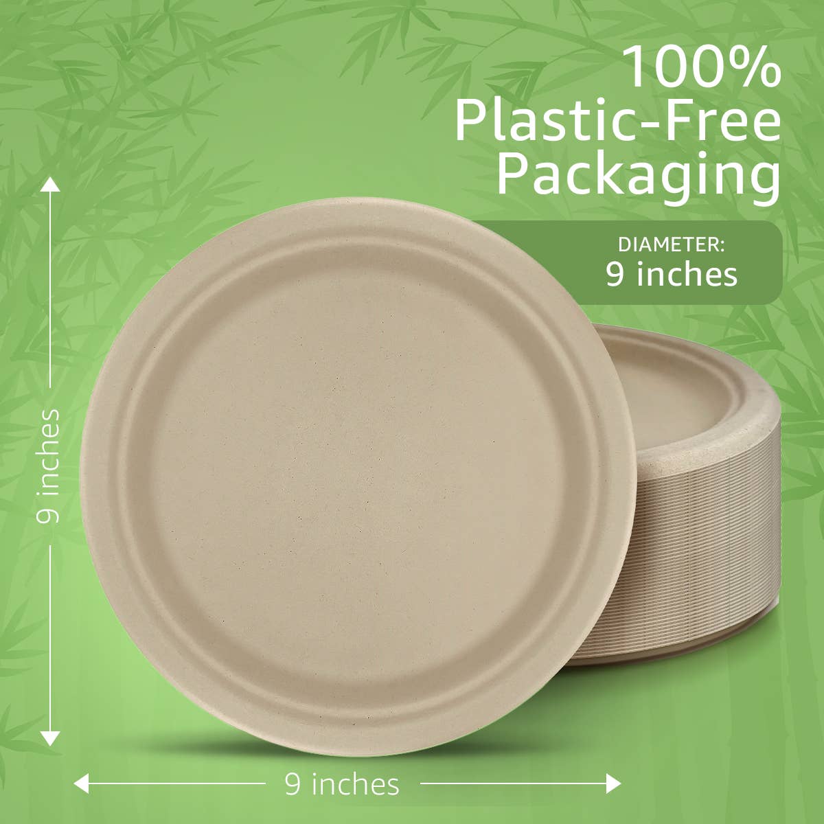 Ibambo Bamboo Disposable Paper Plates - 9 Inch - 125 Pack