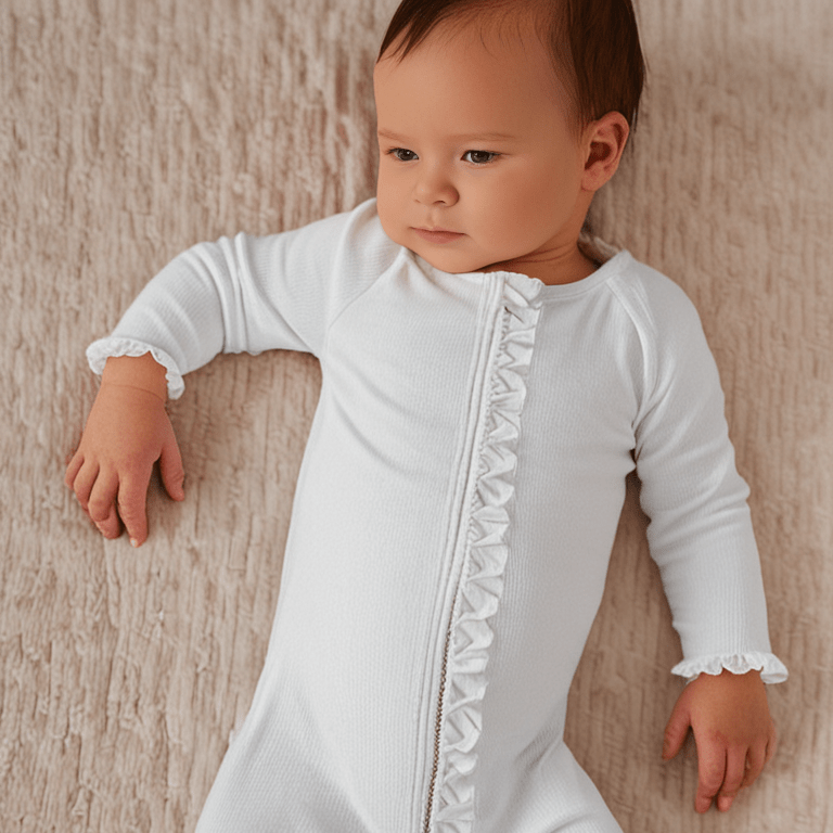 Ruffle Footie Whispery White