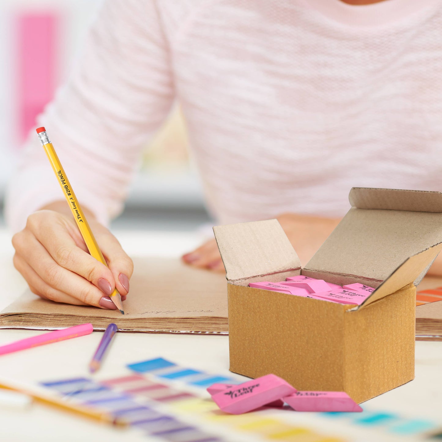 Pink Bevel Eraser (Bulk - 48 count)