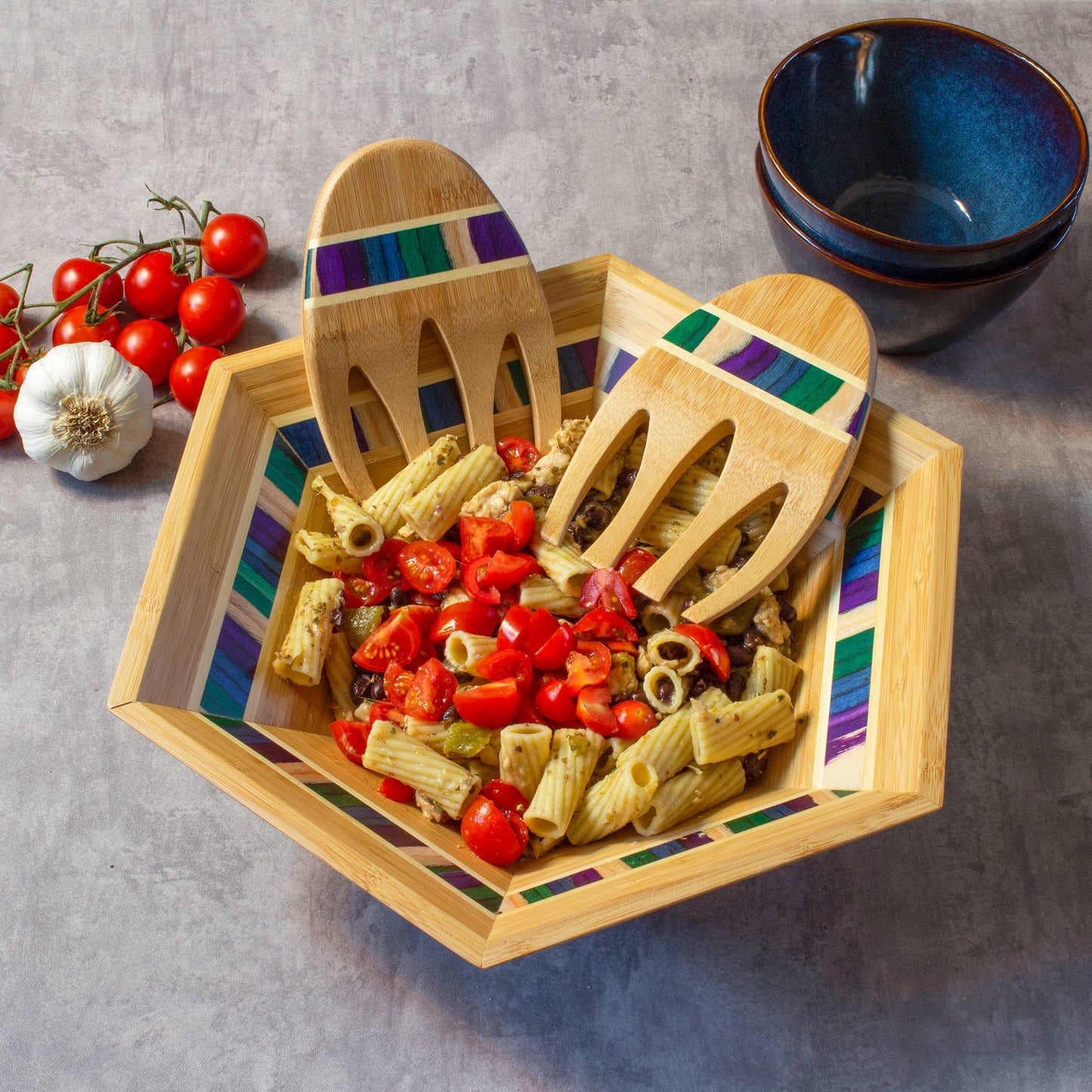Totally Bamboo - Baltique® Mumbai Collection 14" Salad Bowl with Salad Hands