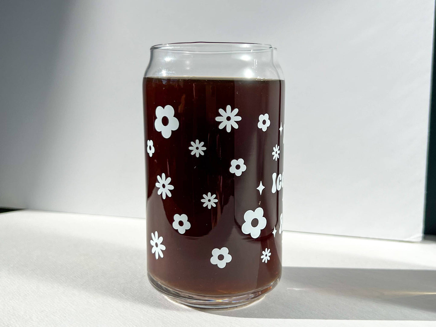 Uplifter Sticker - Fueled by Iced Coffee and Anxiety cup glass can 16 oz