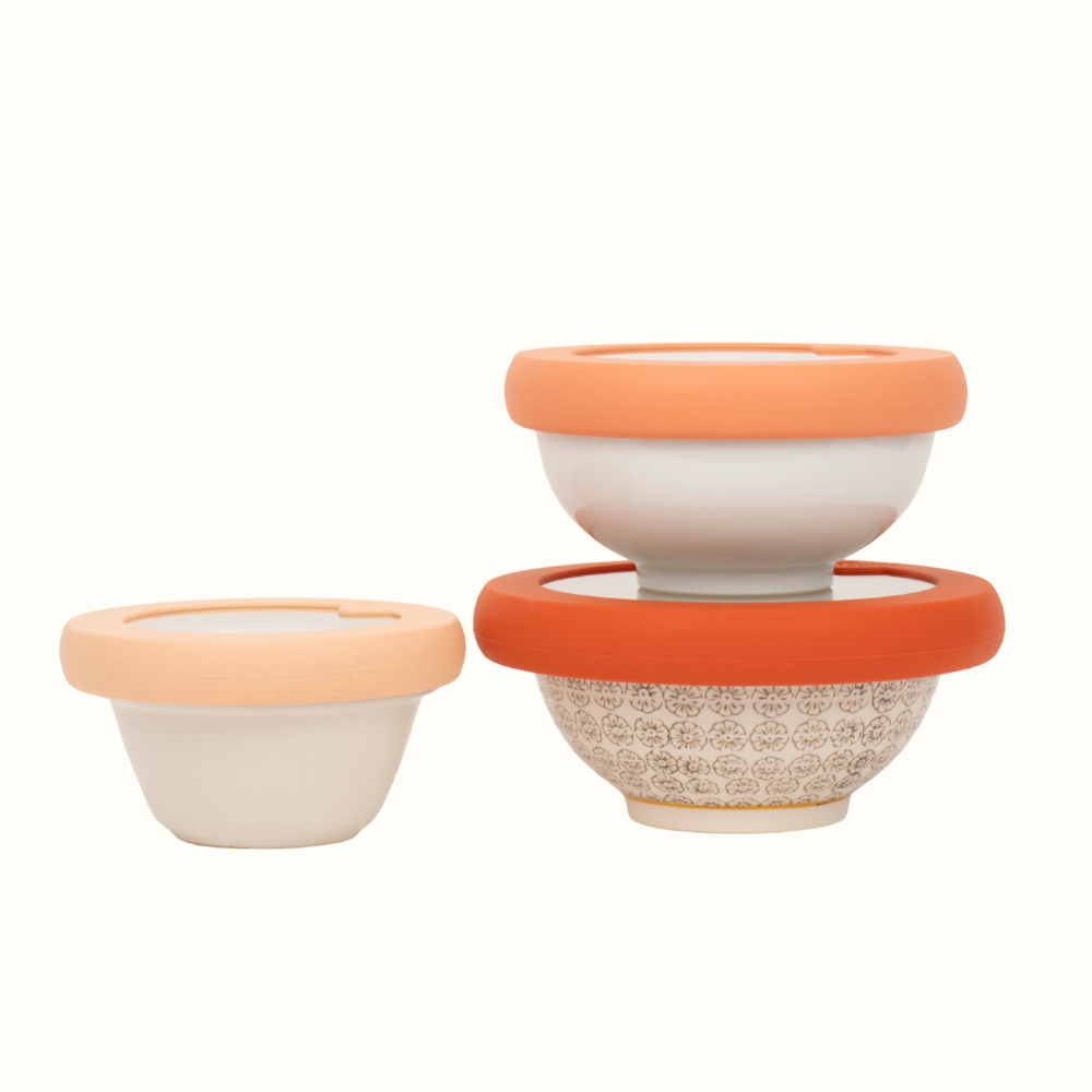 Food Huggers - Glass Bowl Lids with Silicone Seal (Set/3) – Terra Cotta