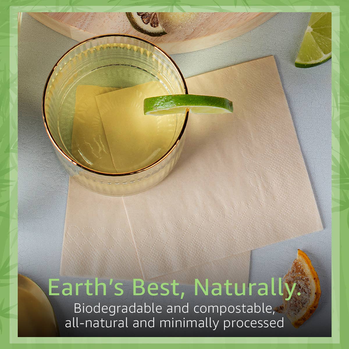 Ibambo Bamboo Cocktail Napkins - 50 Pack - 2 Ply