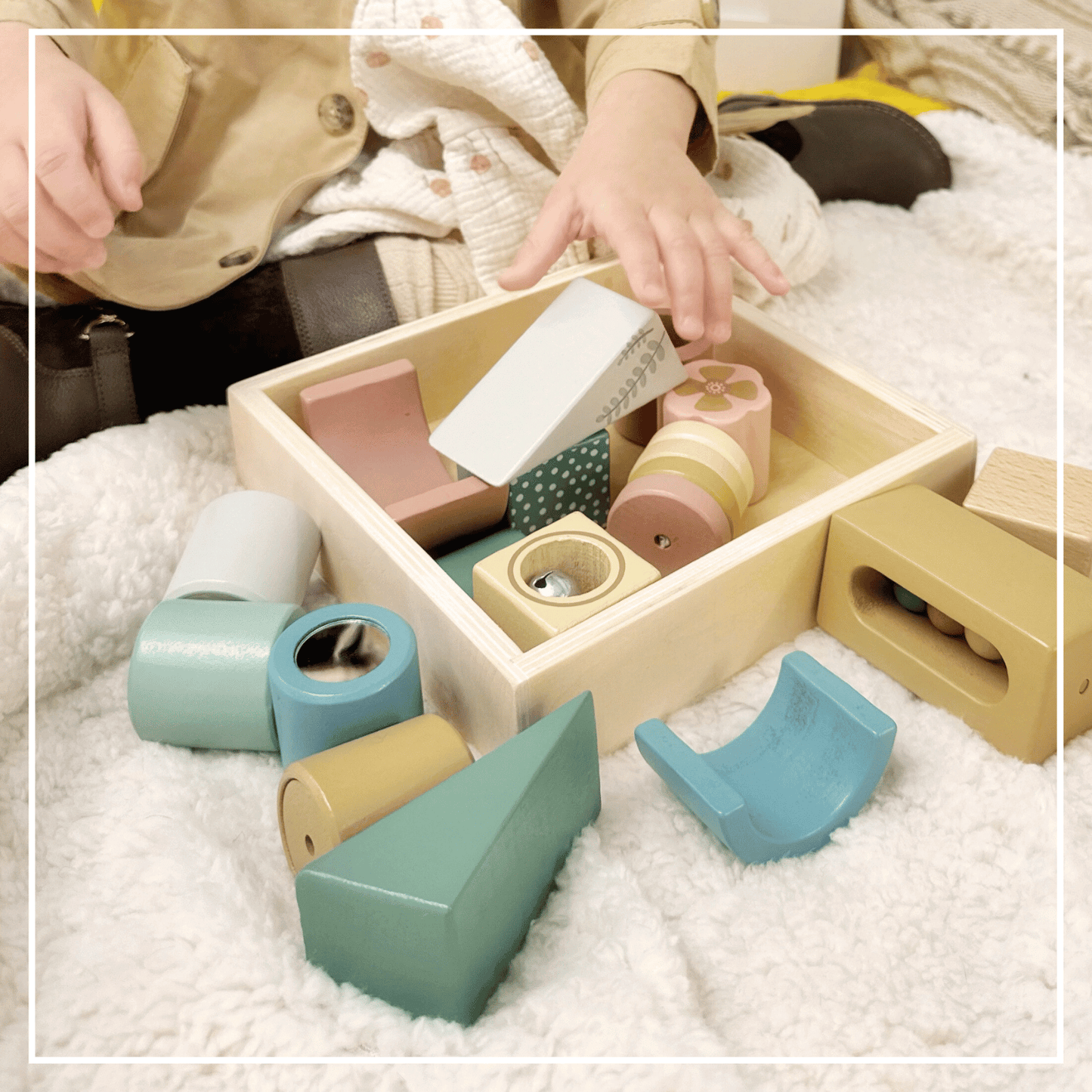 Wooden Sensory Activity Blocks - Stacking & Sorting Toy 12m+