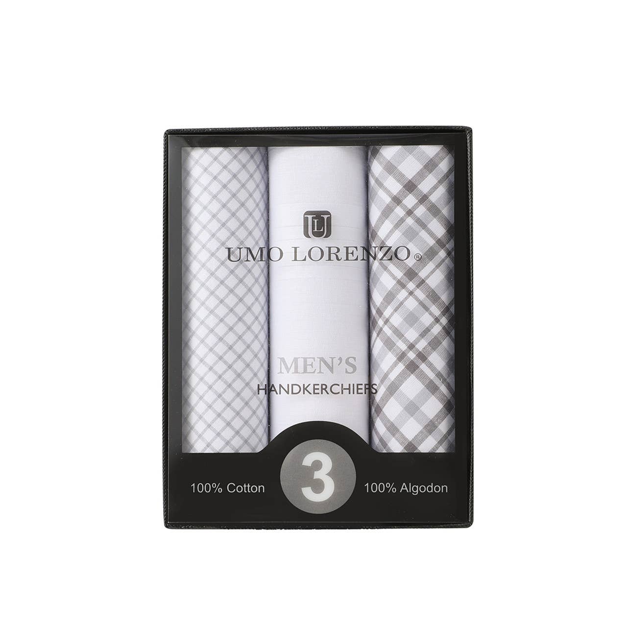 Men's Cotton Solid, Striped & Plaid Gray Handkerchiefs