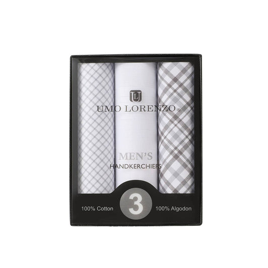 Men's Cotton Solid, Striped & Plaid Gray Handkerchiefs