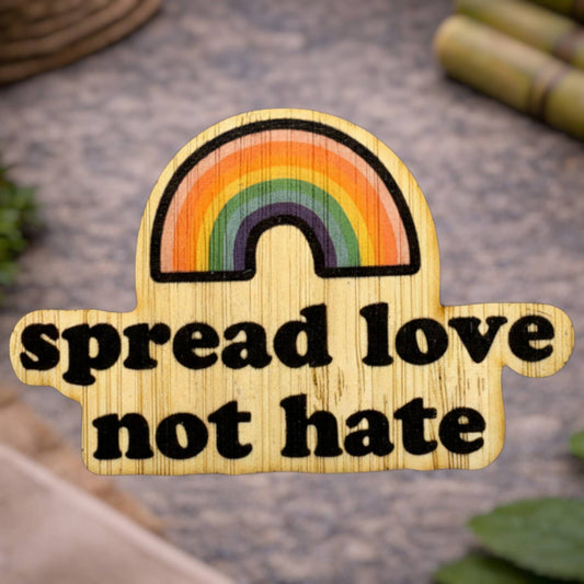Bamboo Wood Stickers - Spread Love, Not Hate
