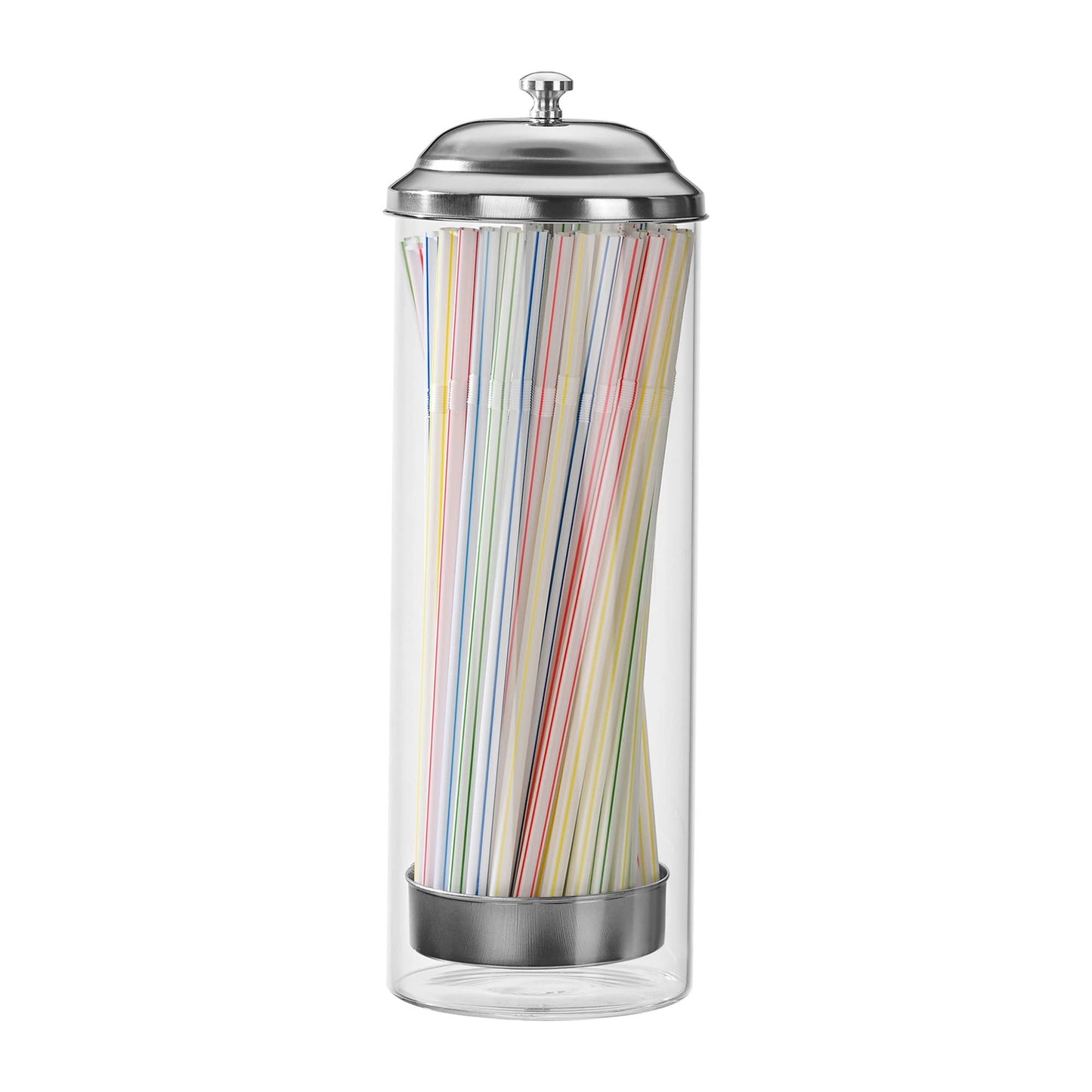 Fox Run Brands - Fox Run Glass Straw Holder with Stainless Steel Lid & Lifter