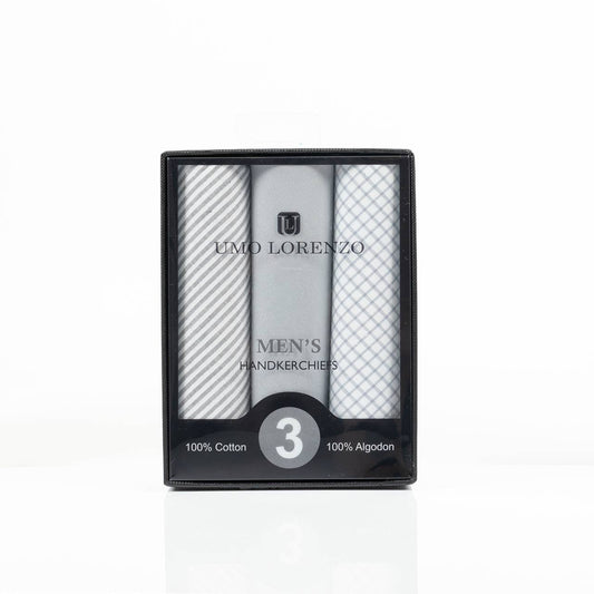 Men's Boxed Fancy Cotton Handkerchiefs 3pcs Set