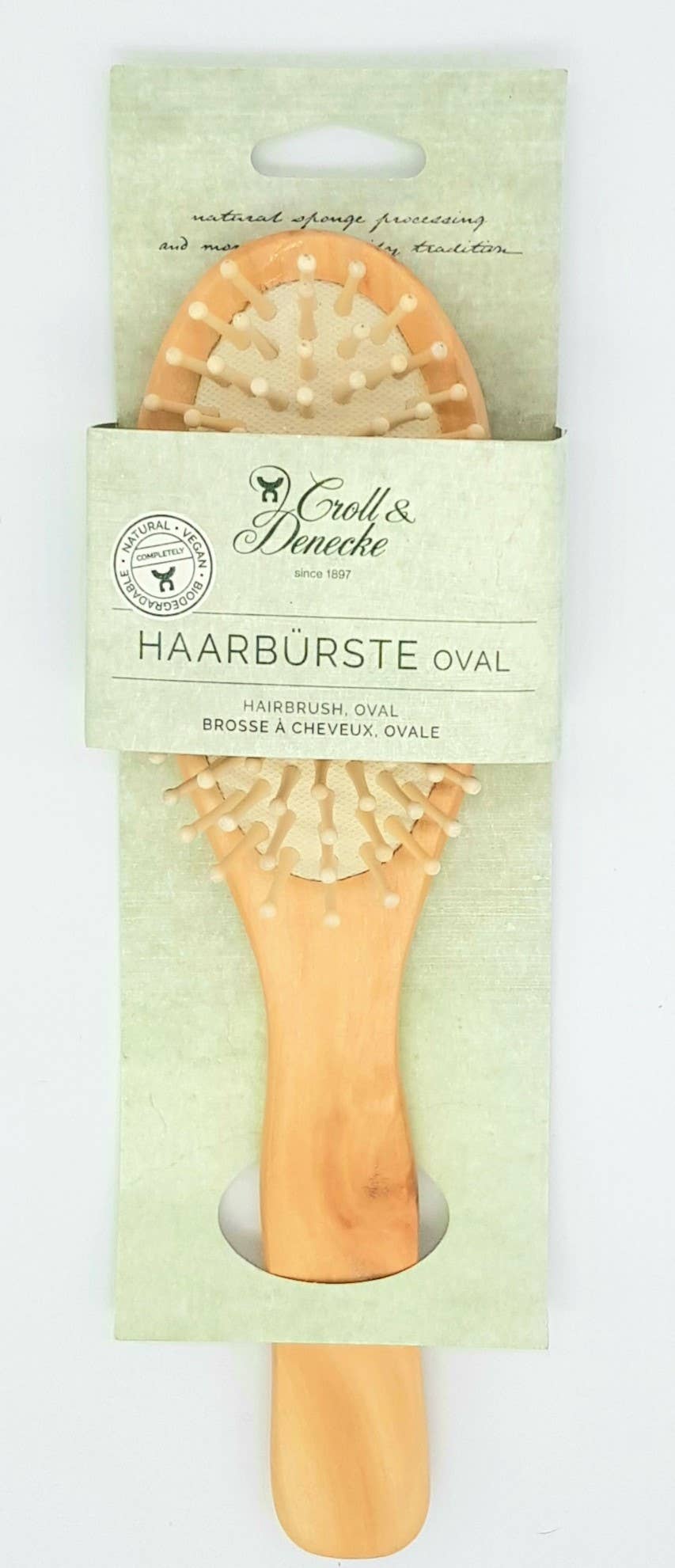 Croll & Denecke - Birch Wood Hairbrush – Vegan, Wooden Pins on Rubber
