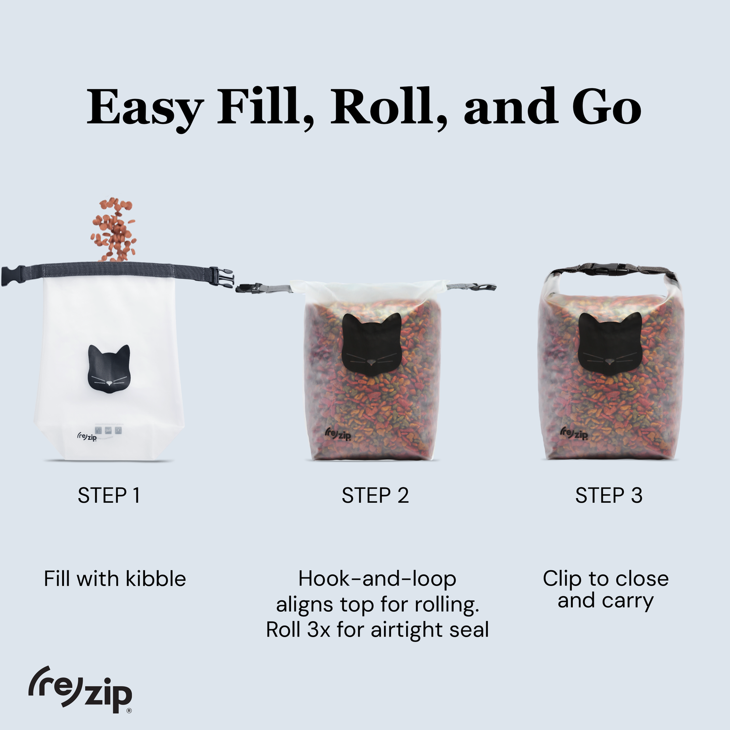 Reusable Roll Top Cat Food Storage Bag - Medium