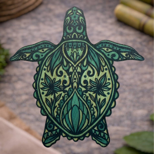 Bamboo Wood Stickers - Honu Mandala