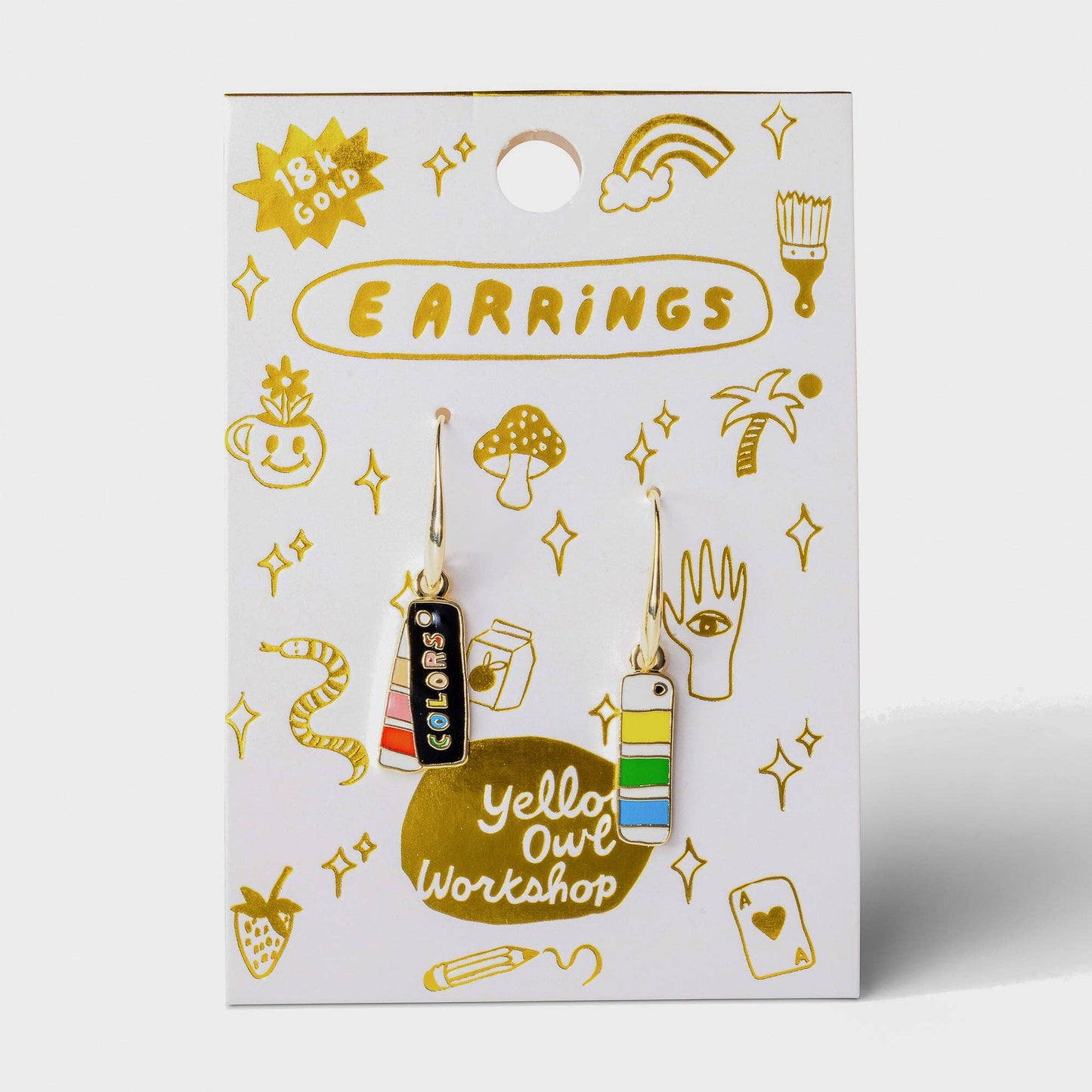 Color Swatch Book Gold Drop Earrings | Artist Gift