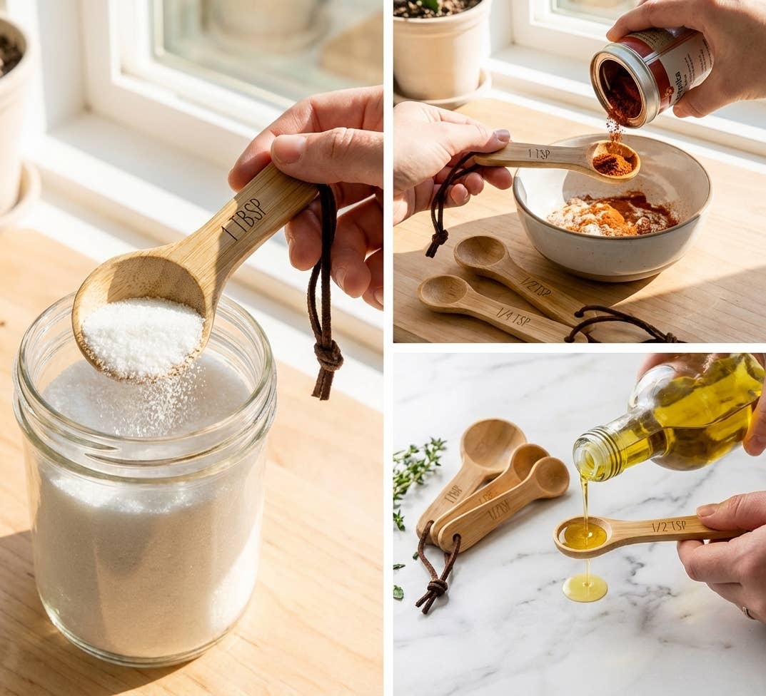 Bamboo Teaspoon Measuring Set