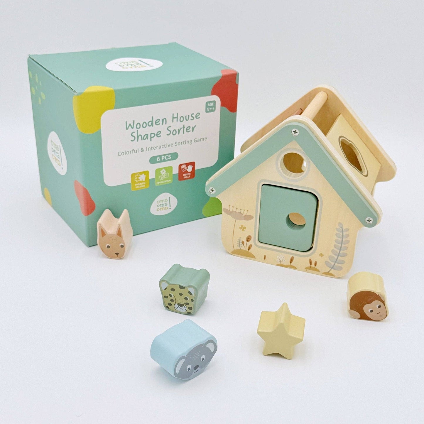Wooden Shape Sorter & Sensory Block Learning Toy Ages 1-3