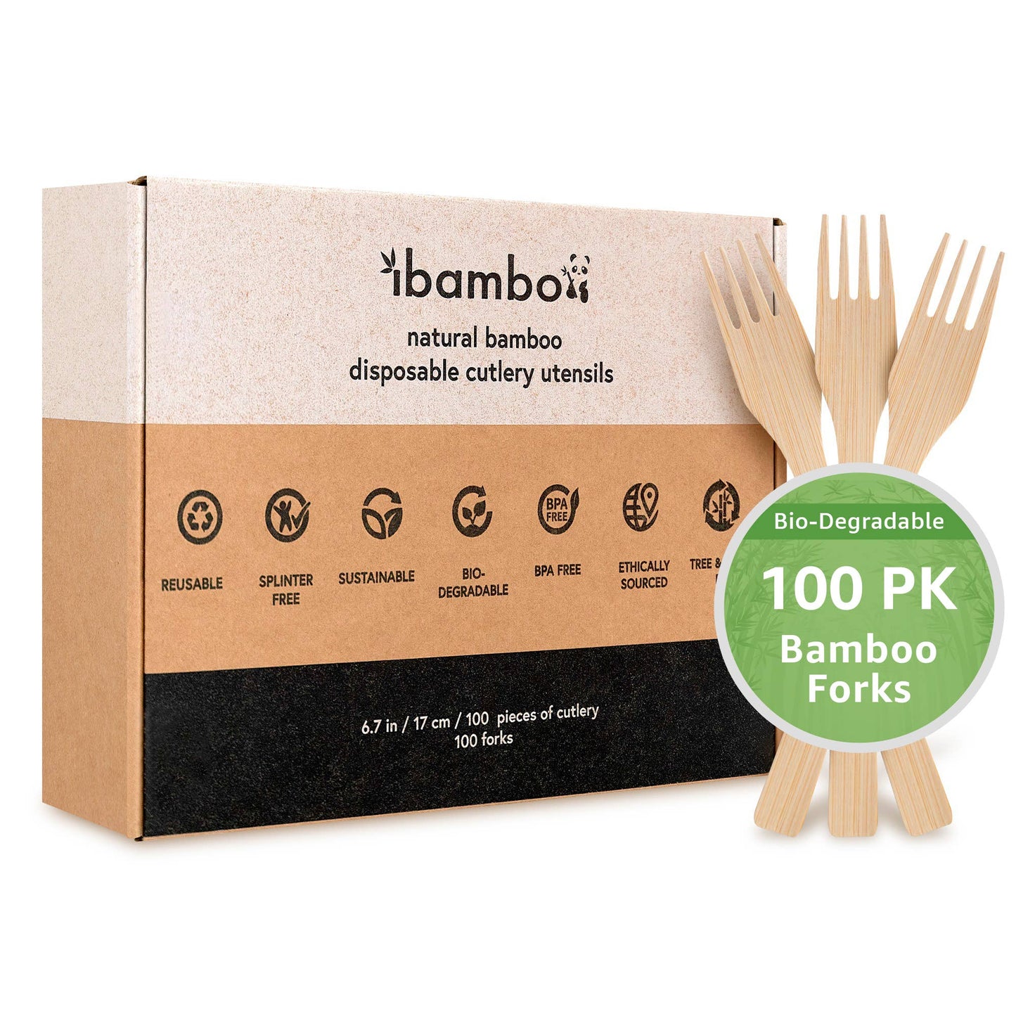 Ibambo - Ibambo Bamboo Disposable Forks Set - 100 Pack