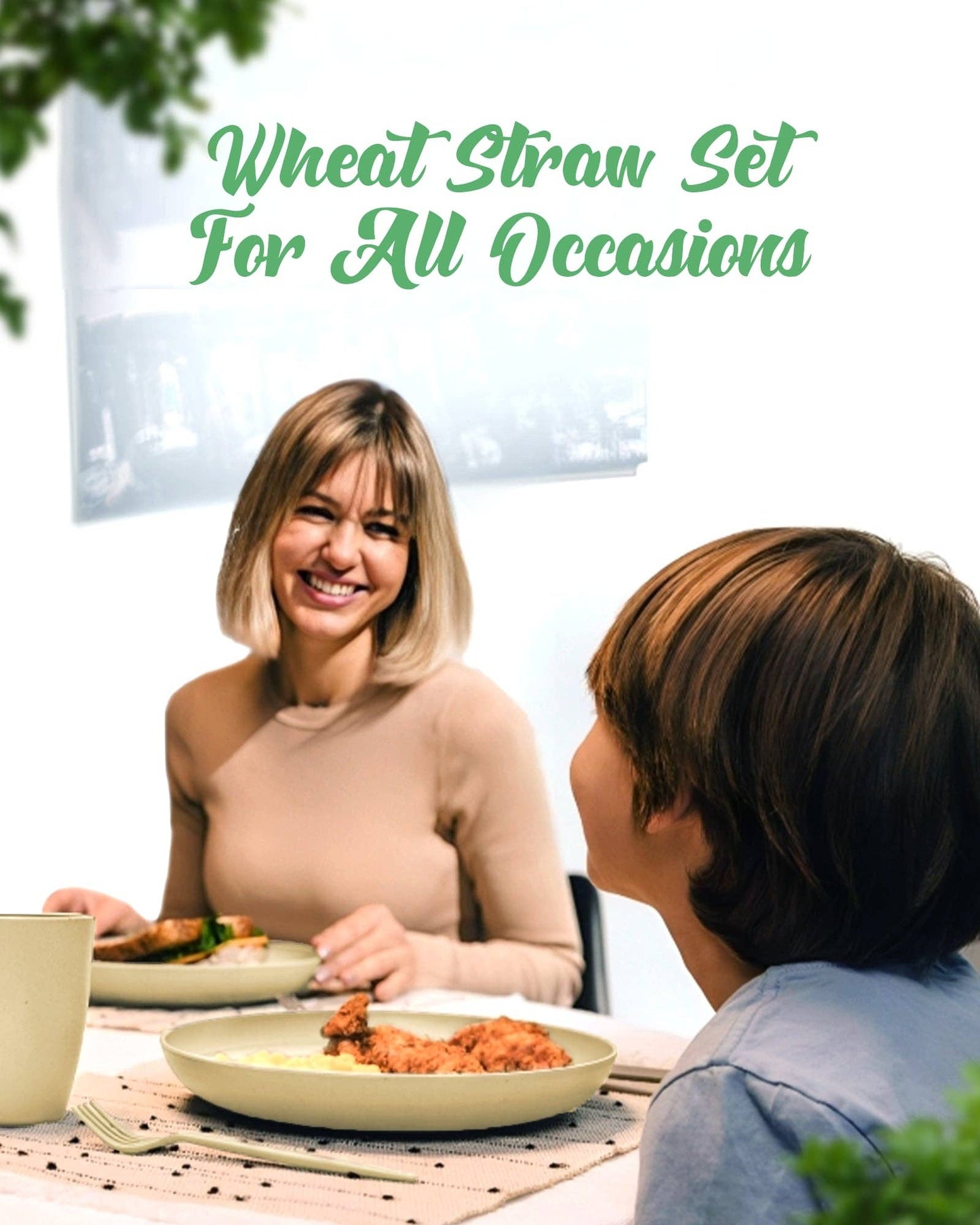 Greendish - Eco-Friendly Wheat Straw Dinnerware Combo Sets Reusable Kit