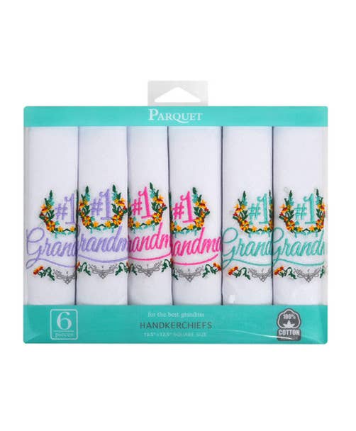 Women's "#1 Grandma"  Handkerchiefs 6pcs Set