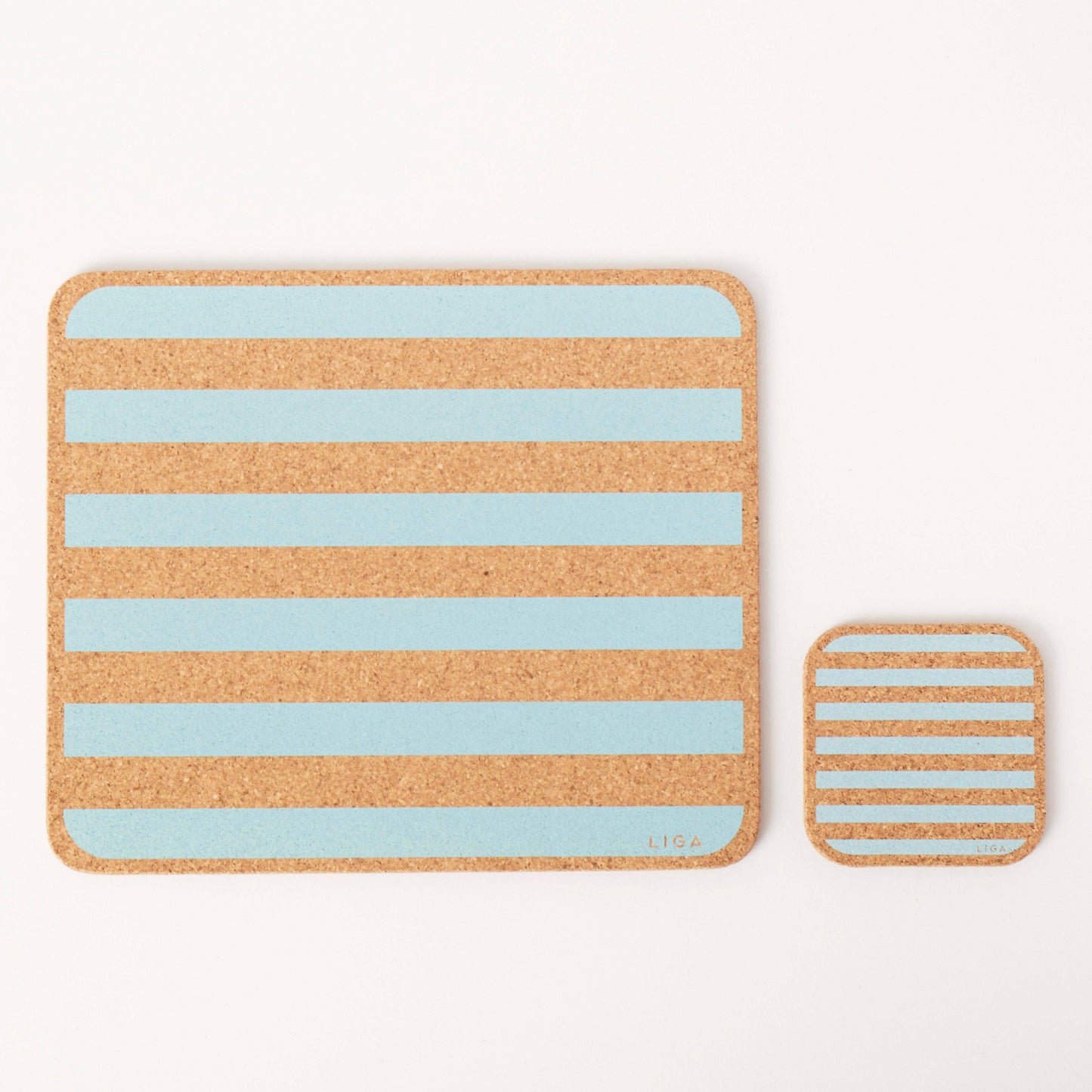 Cork Coasters | Candy Stripes - Blue | Set of 4