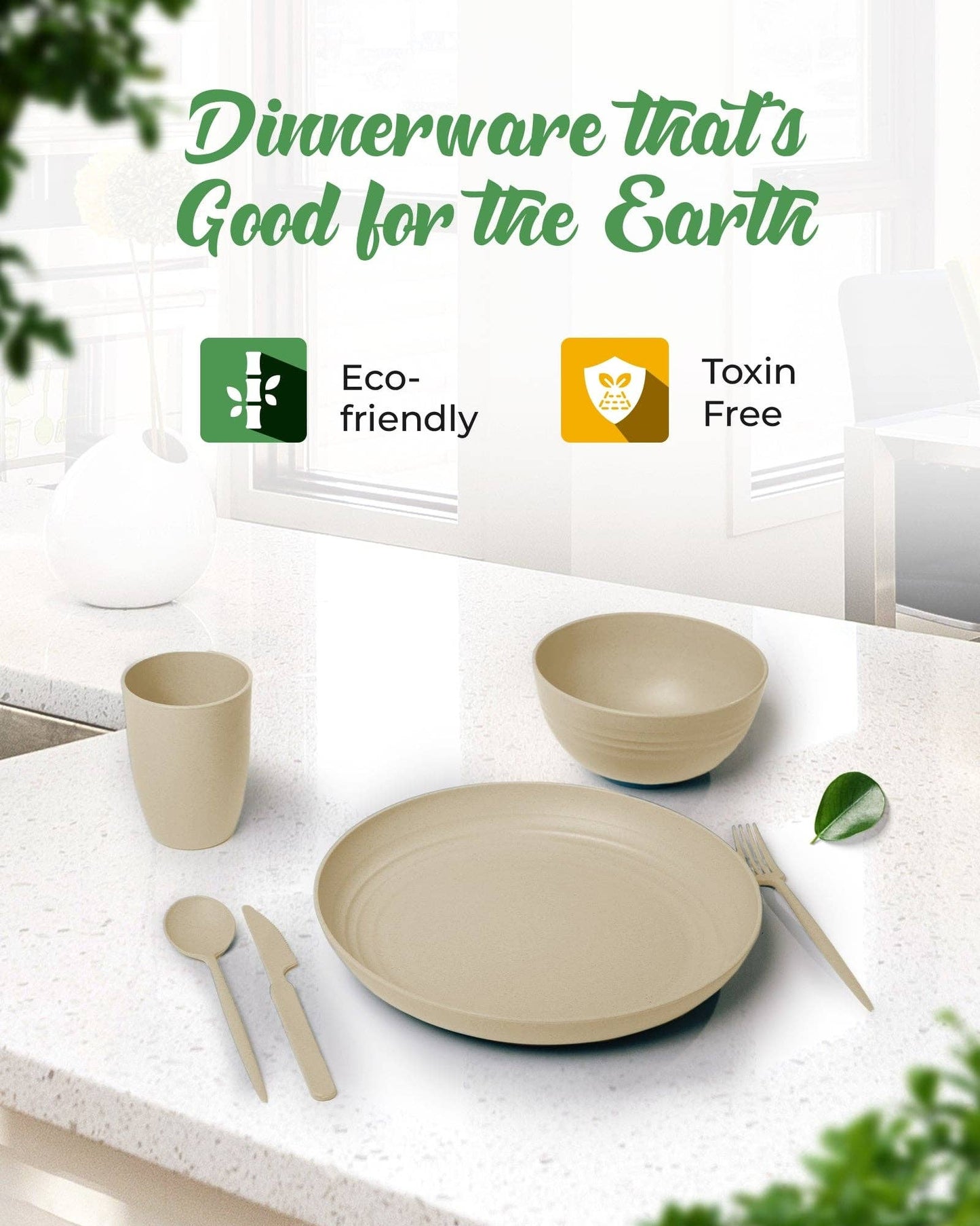 Greendish - Eco-Friendly Wheat Straw Dinnerware Combo Sets Reusable Kit